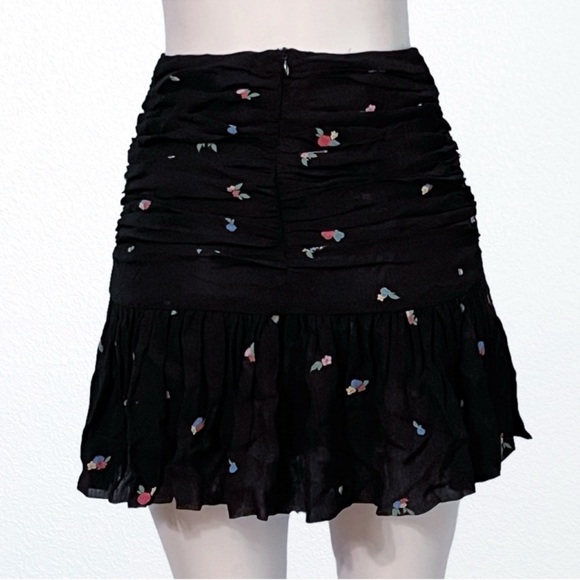 NEW GANNI Printed Georgette Mini Skirt Blk SZ 4/36 - Picture 6 of 12